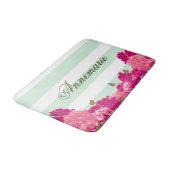 トレンディーカントリーシックピンクフローラブーケストライプー バスマット (アングル)