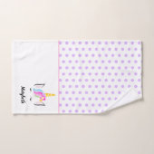 トレンディーガーリーのかわいい名前の魔法の一角獣 バスタオルセット (ハンドタオル)