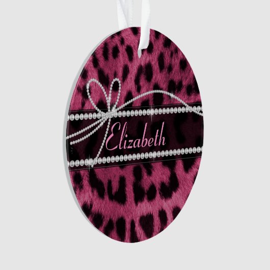 トレンディーガーリーのよフェイクうな熱いピンクヒョウの毛皮 オーナメント (正面)
