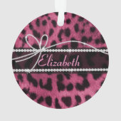トレンディーガーリーのよフェイクうな熱いピンクヒョウの毛皮 オーナメント (裏面)