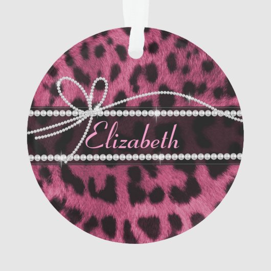 トレンディーガーリーのよフェイクうな熱いピンクヒョウの毛皮 オーナメント (裏面)