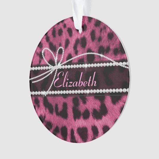 トレンディーガーリーのよフェイクうな熱いピンクヒョウの毛皮 オーナメント (正面)