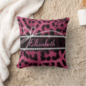 トレンディーガーリーのよフェイクうな熱いピンクヒョウの毛皮 クッション (ブランケット)