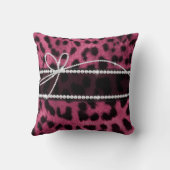 トレンディーガーリーのよフェイクうな熱いピンクヒョウの毛皮 クッション (裏面)