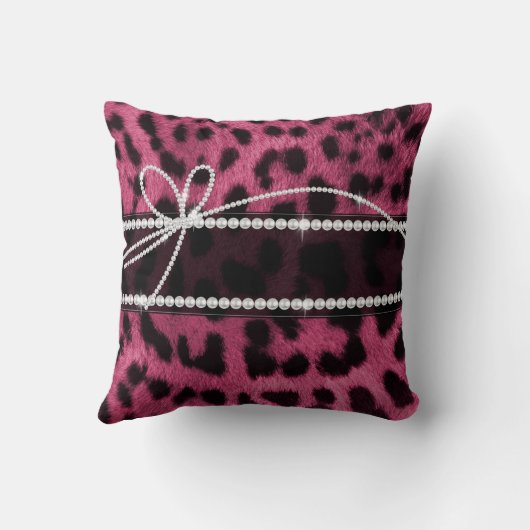 トレンディーガーリーのよフェイクうな熱いピンクヒョウの毛皮 クッション (裏面)