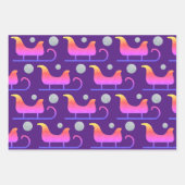 トレンディーガーリークリスマスホットピンクスレイグリッター ラッピングペーパーシート (正面)