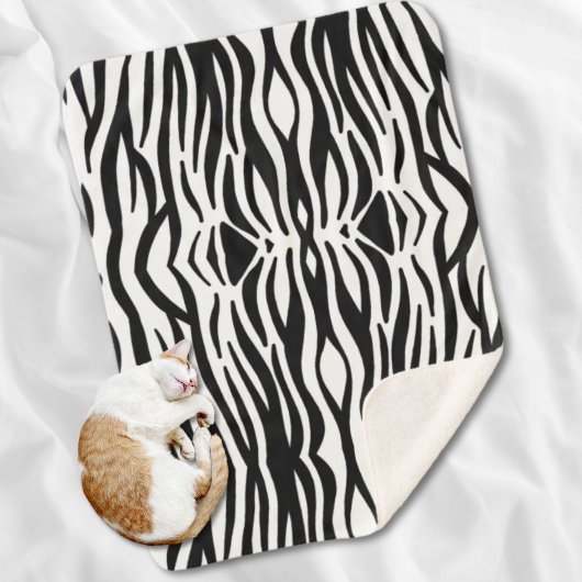 トレンディーガーリーシックな黒と白のゼブラストライプ シェルパブランケット