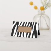 トレンディーガーリーシックな黒と白のゼブラストライプ プレイスカード (正面)