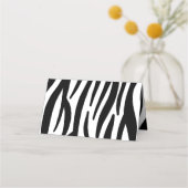 トレンディーガーリーシックな黒と白のゼブラストライプ プレイスカード (裏面)