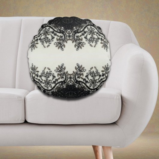 トレンディーガーリーシックファッションヴィンテージ白黒 ラウンドクッション