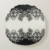 トレンディーガーリーシックファッションヴィンテージ白黒 ラウンドクッション (正面)
