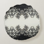トレンディーガーリーシックファッションヴィンテージ白黒 ラウンドクッション (裏面)