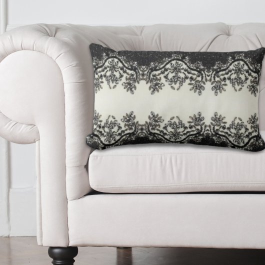 トレンディーガーリーシックファッションヴィンテージ白黒 ランバークッション