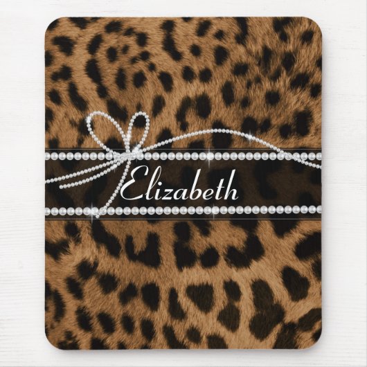 トレンディーガーリーシック茶フェイク色ヒョウ動物 マウスパッド (正面)