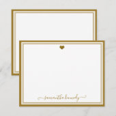 トレンディーガーリーシック金ゴールドハート名前をカスタムする ノートカード (正面/裏面)