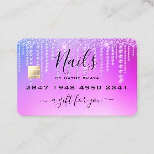 トレンディーガーリーダイヤモンドドリップパープルギフト証明書 名刺 (正面)
