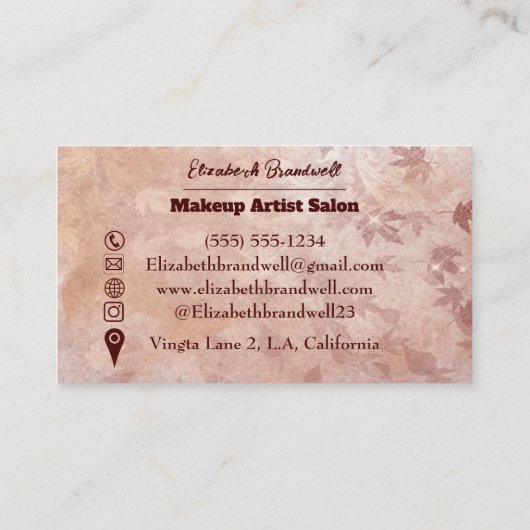 トレンディーガーリーバラフェイクグリッターメイクアップヘアスタイリスト 名刺 (裏面)