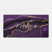 トレンディーガーリーパープルアゲート金ゴールドグリッターデスクマット デスクマット (正面)