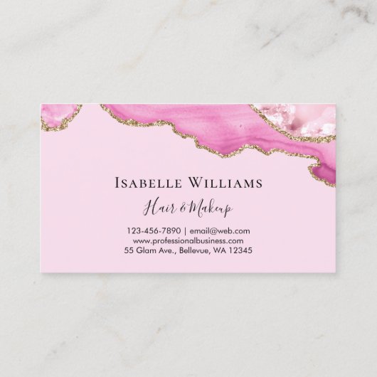 トレンディーガーリーピンクアジートマーブルグリッター 名刺 (裏面)