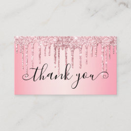 トレンディーガーリーピンクグリッタードリップスサンキュー 名刺