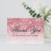 トレンディーガーリーピンクグリッター美しい事業 サンキューカード (スタンド正面)