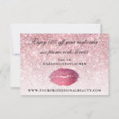 トレンディーガーリーピンクグリッター美しい事業 サンキューカード (裏面)