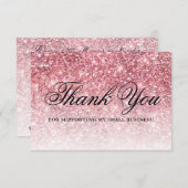 トレンディーガーリーピンクグリッター美しい事業 サンキューカード (正面/裏面)
