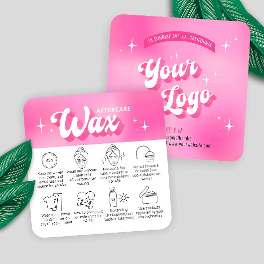 トレンディーガーリーピンクグルービーウェクアフターケアガイド スクエア名刺