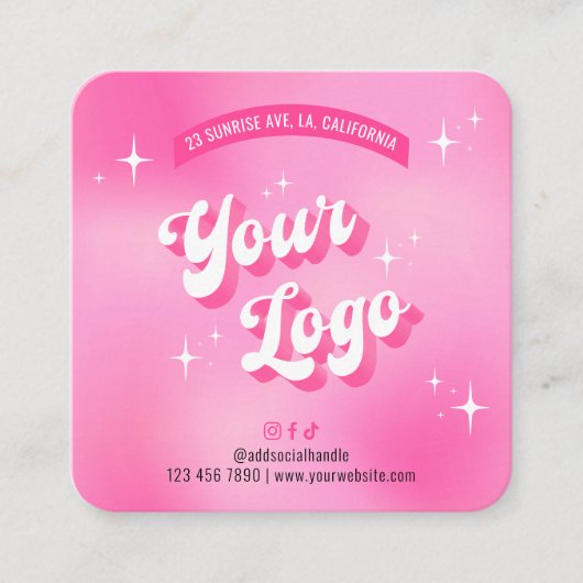 トレンディーガーリーピンクグルービースプレータンアフターケアカード スクエア名刺 (正面)