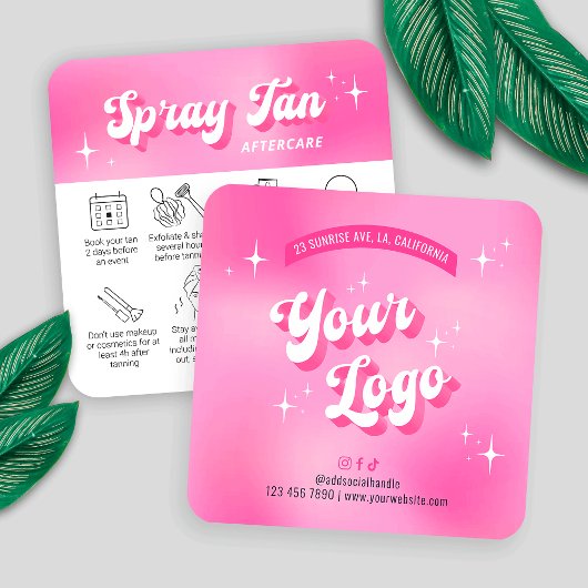 トレンディーガーリーピンクグルービースプレータンアフターケアカード スクエア名刺