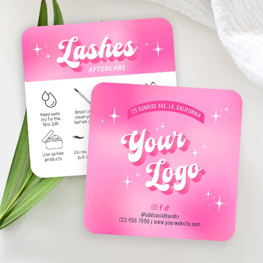 トレンディーガーリーピンクラッシ拡張アフターケアカード スクエア名刺
