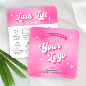 トレンディーガーリーピンクリッシュリフト&ティントアフターケアカード スクエア名刺