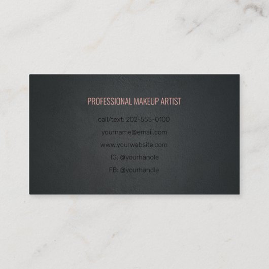 トレンディーガーリーブラックピンクメイクアップアーティストヘアサロン 名刺 (裏面)
