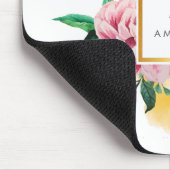 トレンディーガーリー水彩牡丹フラワーズモノグラム マウスパッド (コーナー)