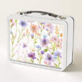 トレンディーガーリー色数々のワイルド春の花フローラ メタルランチボックス (裏面)