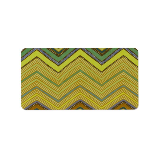 トレンディーガーリー茶色の黄色いジグザグ模様 ラベル (正面)