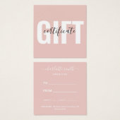 トレンディーガーリー赤面ピンクのビジネスのギフト券 (正面&裏面)