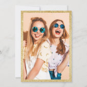 トレンディーガーリー金ゴールドグリッターグラデーションピンクシックスイート16 招待状 (裏面)