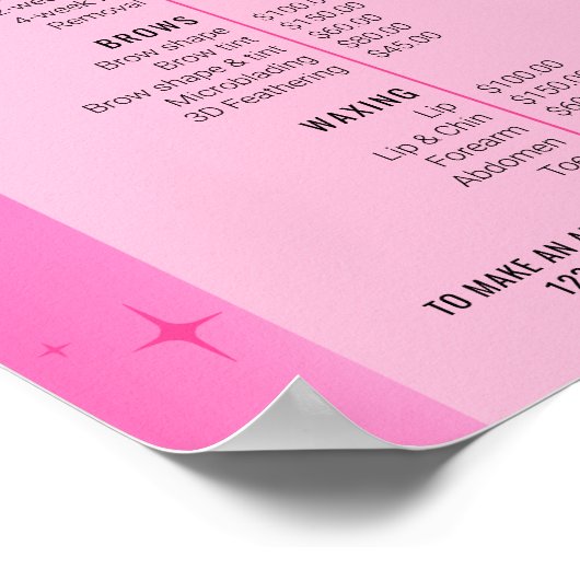 トレンディーガーリーPink Groovyサロンサービス価格表 ポスター (角)