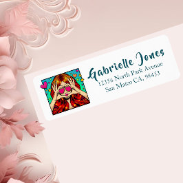 トレンディーガールインサングラスアートポップ・アートの差出人住所 ラベル