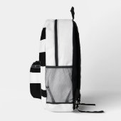 トレンディーガールズハートプリントブラック&ホワイトストライプの プリントバックパック (右)