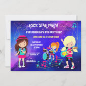 トレンディーガールズロックポップ・アートのスターバースデーパーティー 招待状 (正面)