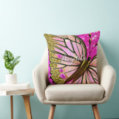 トレンディーガールピンクと金ゴールドバタフライ名前をカスタムする クッション (椅子)