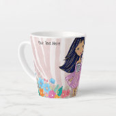 トレンディーガールファッションシックフローラバラ金ゴールドグリッター カフェラテマグ (左アングル)