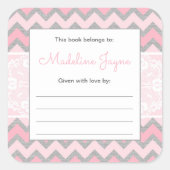 トレンディーガールベビーシャワー蔵書票シール スクエアシール (正面)