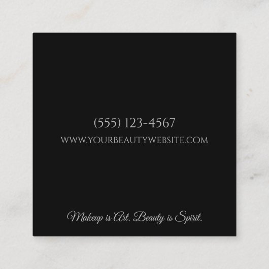 トレンディーキスリップピンク&ブラックメイクアップアーティスト スクエア名刺 (裏面)