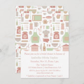 トレンディーキッチン料理器具ブライダルシャワー 招待状 (正面/裏面)