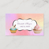 トレンディーキュートカップケーキベーカリーホログラフィカラフルック 名刺 (正面)