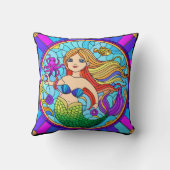 トレンディーキュートマーメイドテーマトロピカルビーチィデザイン クッション (裏面)