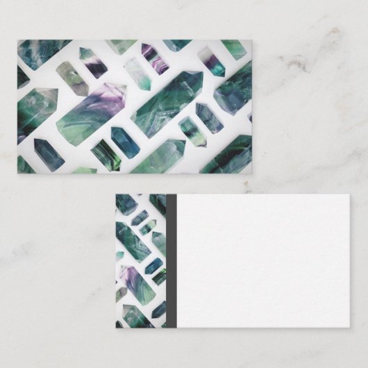 トレンディーキュート緑色蛍石結晶パターン 名刺 (正面/裏面)